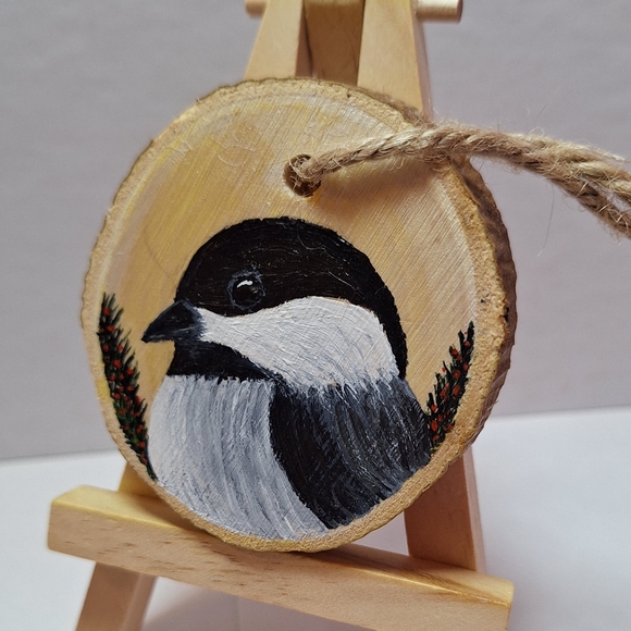 Laura Rath, Artist Other - "Black-capped Chickadee" Hand-painted Wall Hanging/Ornament (NWOT)